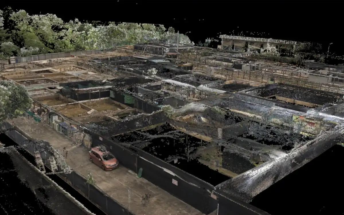 3D point-cloud site scan used for demolition site assessment