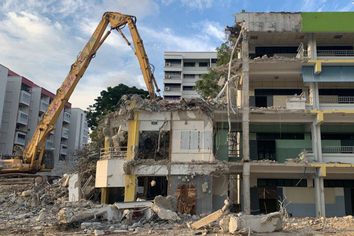 Demolition at Gong Shang Primary School